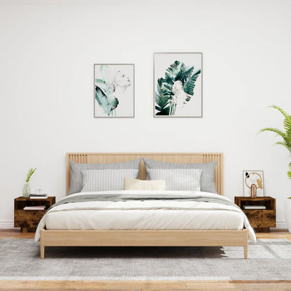 Nachtkastjes Met Led-Verlichting 40X39X37 Cm 2 Gerookt eiken