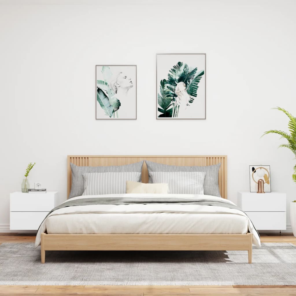 Nachtkastjes Met Led's Wandgemonteerd 2 Wit