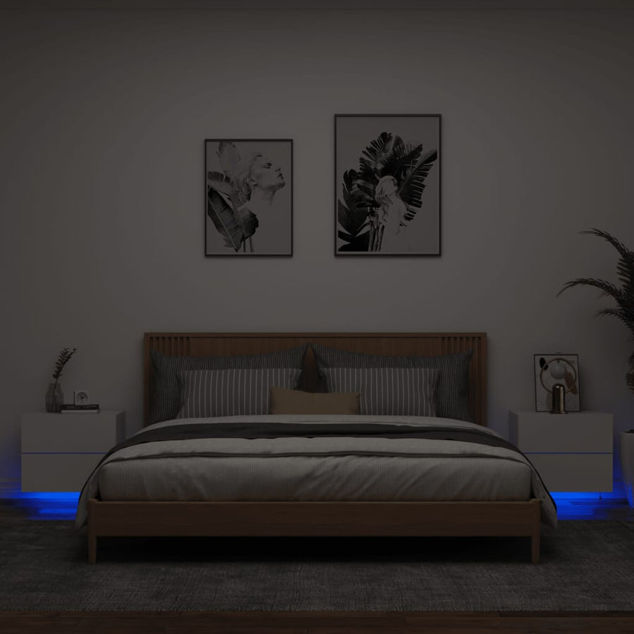 Nachtkastjes Met Led's Wandgemonteerd 2 Wit