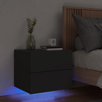 Nachtkastje Met Led's Wandgemonteerd 1 Zwart