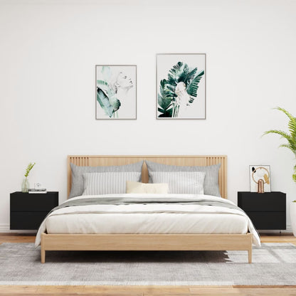 Nachtkastjes Met Led's Wandgemonteerd 2 Zwart