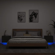 Nachtkastjes 2 st wandgemonteerd zwart met LED