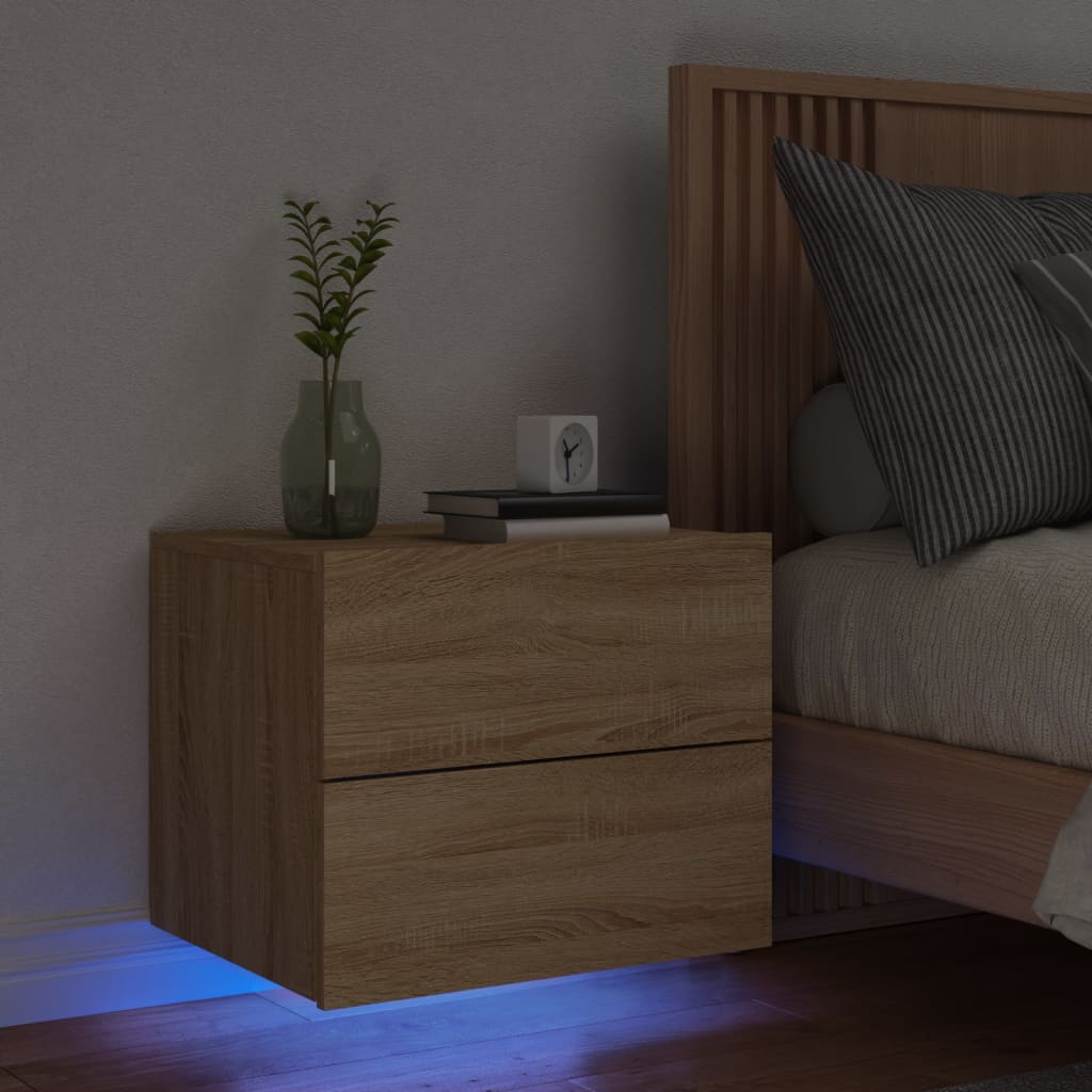 Nachtkastje Met Led's Wandgemonteerd Kleurig 1 Sonoma eiken