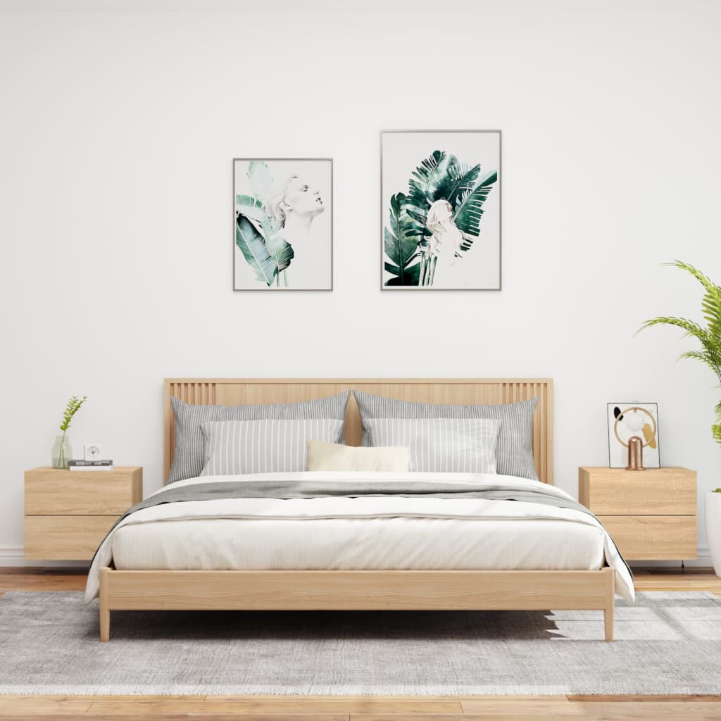 Nachtkastjes Met Led's Wandgemonteerd Kleurig 2 Sonoma eiken