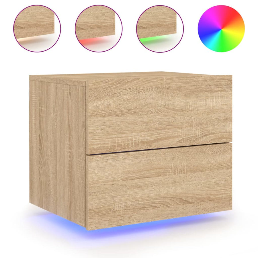 Nachtkastjes Met Led's Wandgemonteerd Kleurig 2 Sonoma eiken