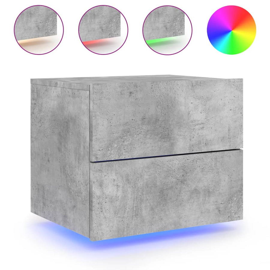 Nachtkastje Met Led's Wandgemonteerd 1 Betongrijs