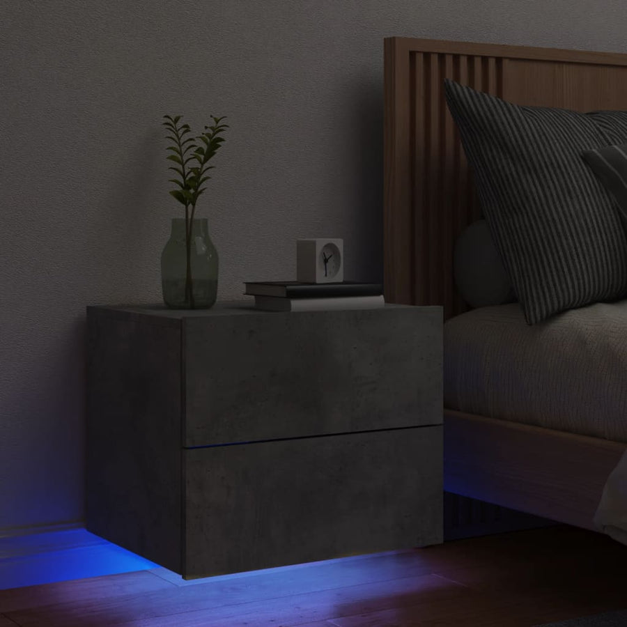 Nachtkastje Met Led's Wandgemonteerd 1 Betongrijs