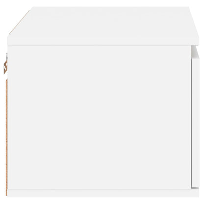 Nachtkastje Met Led-Verlichting Wandgemonteerd 1 Wit