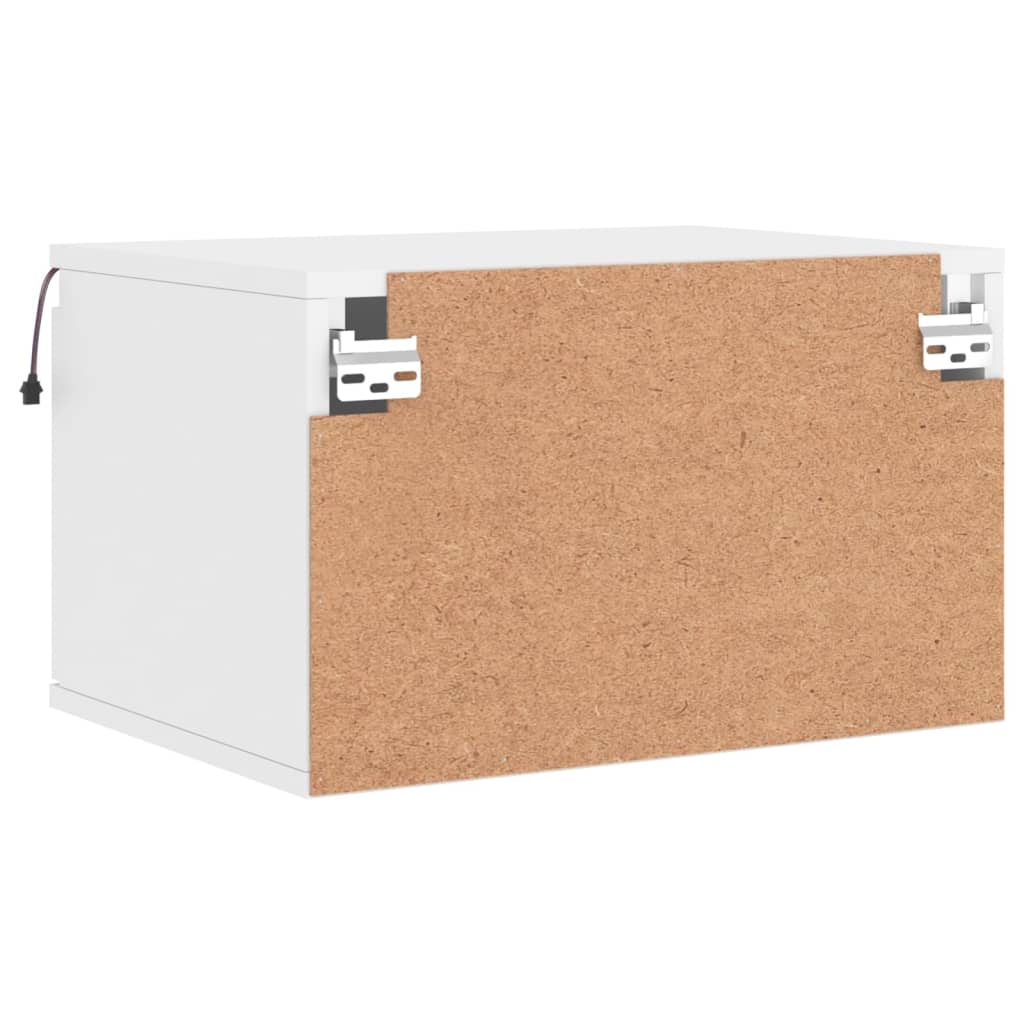 Nachtkastje Met Led-Verlichting Wandgemonteerd 1 Wit