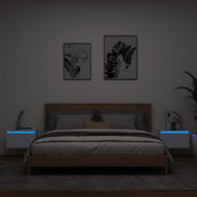 Nightstands with LEDs 2 pcs wall-mounted white