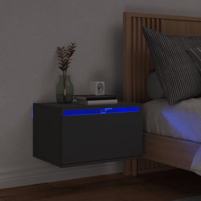 Nachtkastje Met Led's Wandgemonteerd 1 Zwart
