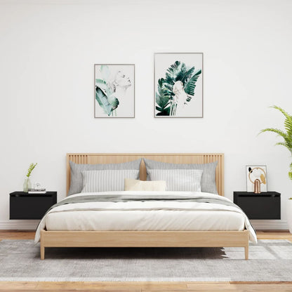 Nachtkastjes Met Led's Wandgemonteerd 2 Zwart