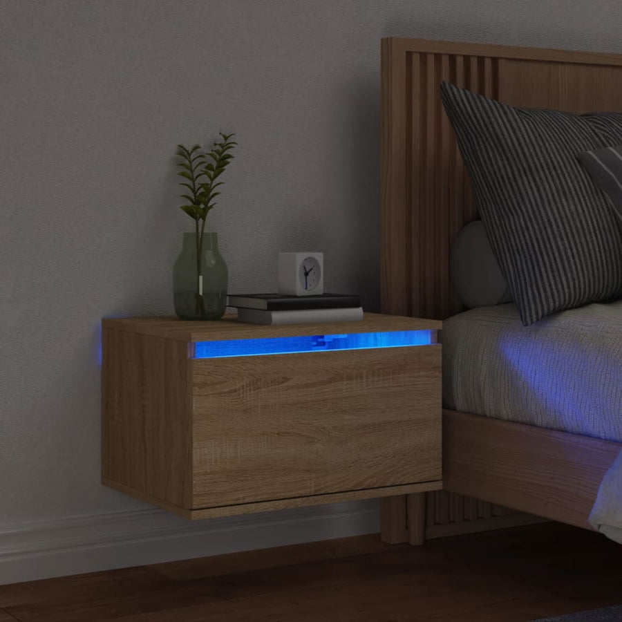 Nachtkastje Met Led's Wandgemonteerd Kleurig 1 Sonoma eiken