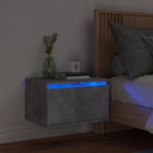 Bedside table with LEDs wall-mounted concrete grey