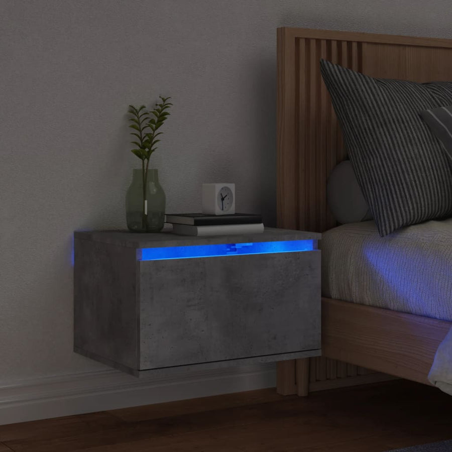 Nachtkastje Met Led's Wandgemonteerd 1 Betongrijs