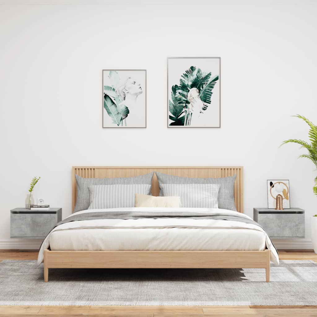 Nachtkastjes Met Led's Wandgemonteerd 2 Betongrijs