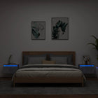 LED Bedside Cabinets 2 pcs Wall-mounted Concrete Grey