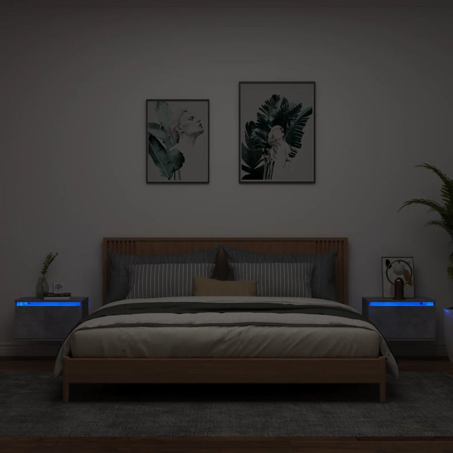 Nachtkastjes Met Led's Wandgemonteerd 2 Betongrijs