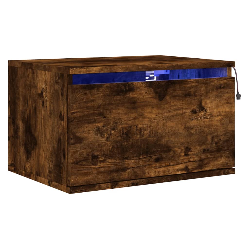 Nachtkastje Met Led's Wandgemonteerd Kleurig 1 Gerookt eiken