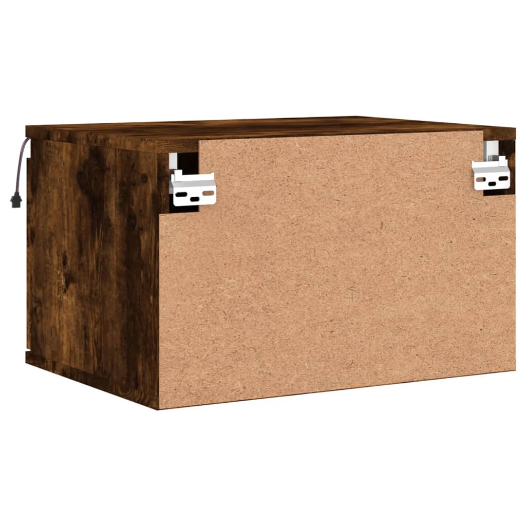 Nachtkastje Met Led's Wandgemonteerd Kleurig 1 Gerookt eiken