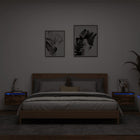 Nightstands with LEDs 2 pcs wall-mounted smoked oak
