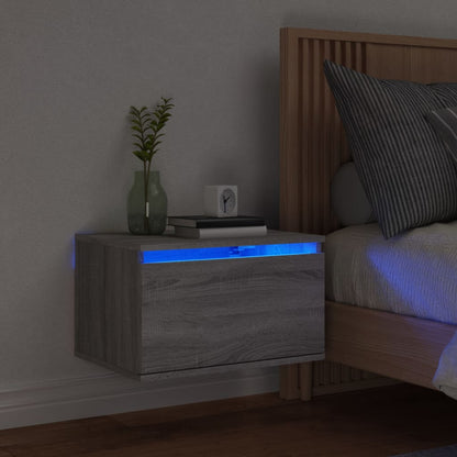 Nachtkastje Met Led's Wandgemonteerd Eikenkleurig 1 Grijs sonoma