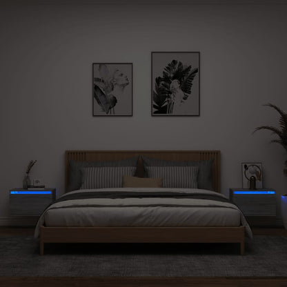 Nachtkastjes Met Led's Wandgemonteerd Eiken 2 Grijs sonoma