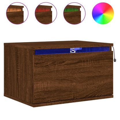 Nachtkastje Met Led's Wandgemonteerd Bruineikenkleurig 1 bruin eikenkleur