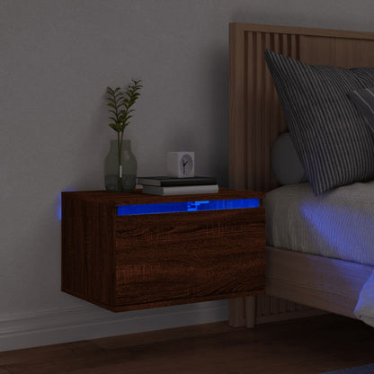 Nachtkastje Met Led's Wandgemonteerd Bruineikenkleurig 1 bruin eikenkleur