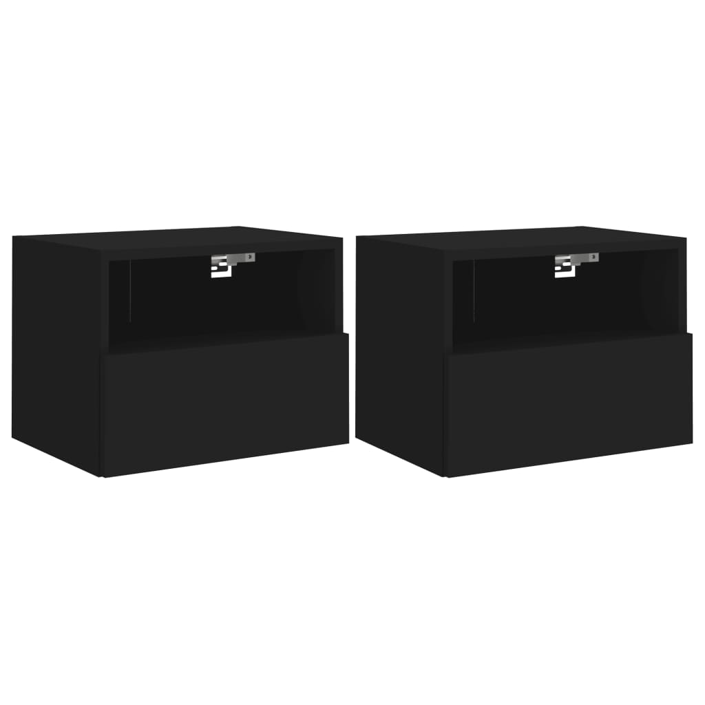 Tv-Wandmeubels 2 St 40X30X30 Cm Bewerkt Hout Zwart