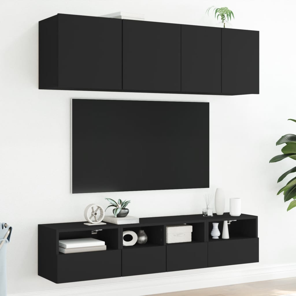 Tv-Wandmeubels 2 St 40X30X30 Cm Bewerkt Hout Zwart