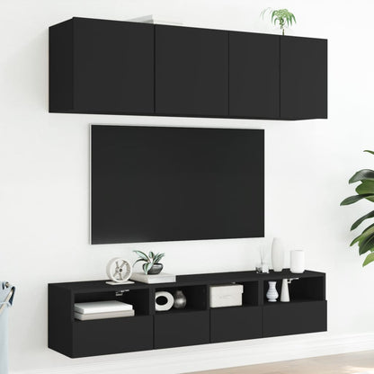 Tv-Wandmeubels 2 St 40X30X30 Cm Bewerkt Hout Zwart