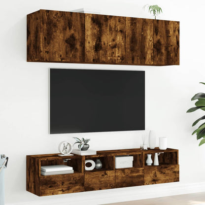 Tv-Wandmeubels 2 St 40X30X30 Cm Bewerkt Hout Gerookt Eikenkleur