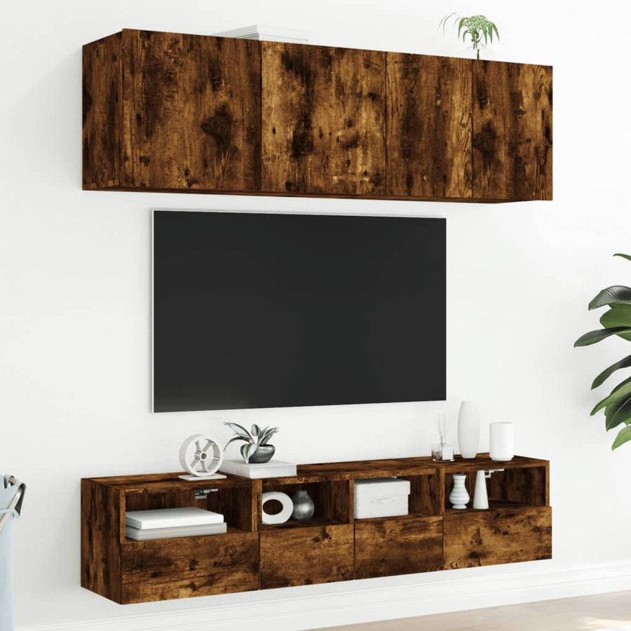 Tv-Wandmeubels 2 St 40X30X30 Cm Bewerkt Hout Gerookt Eikenkleur