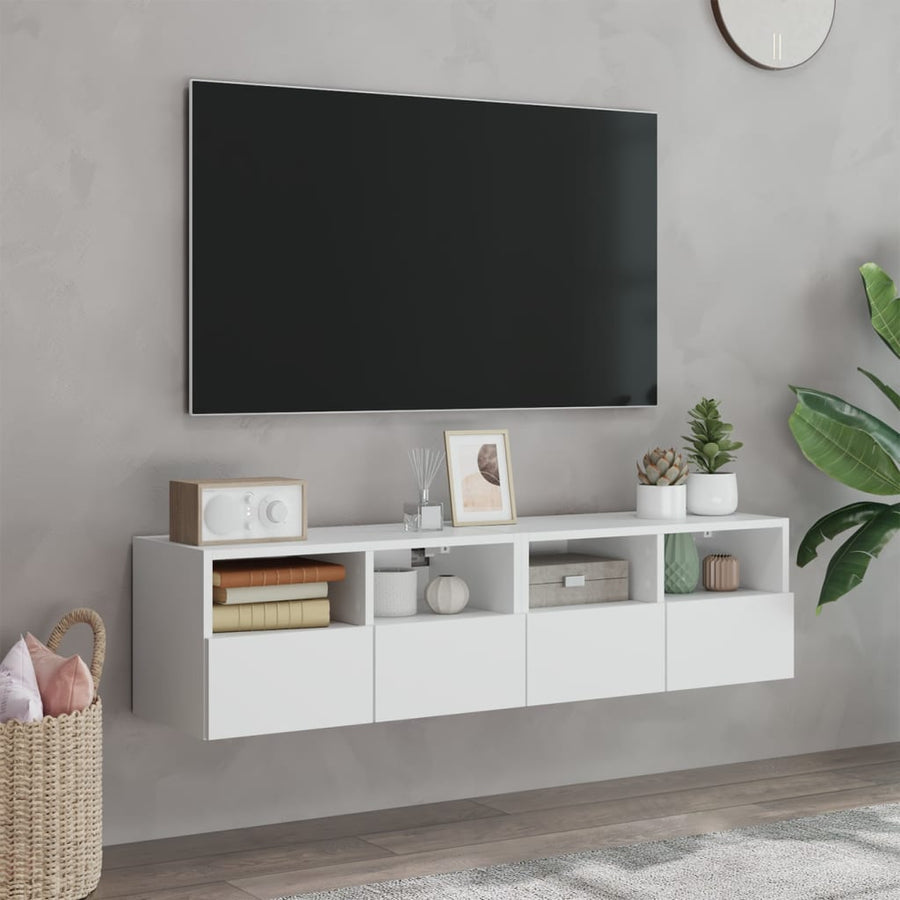 Tv-Wandmeubels 2 St 60X30X30 Cm Bewerkt Hout Wit