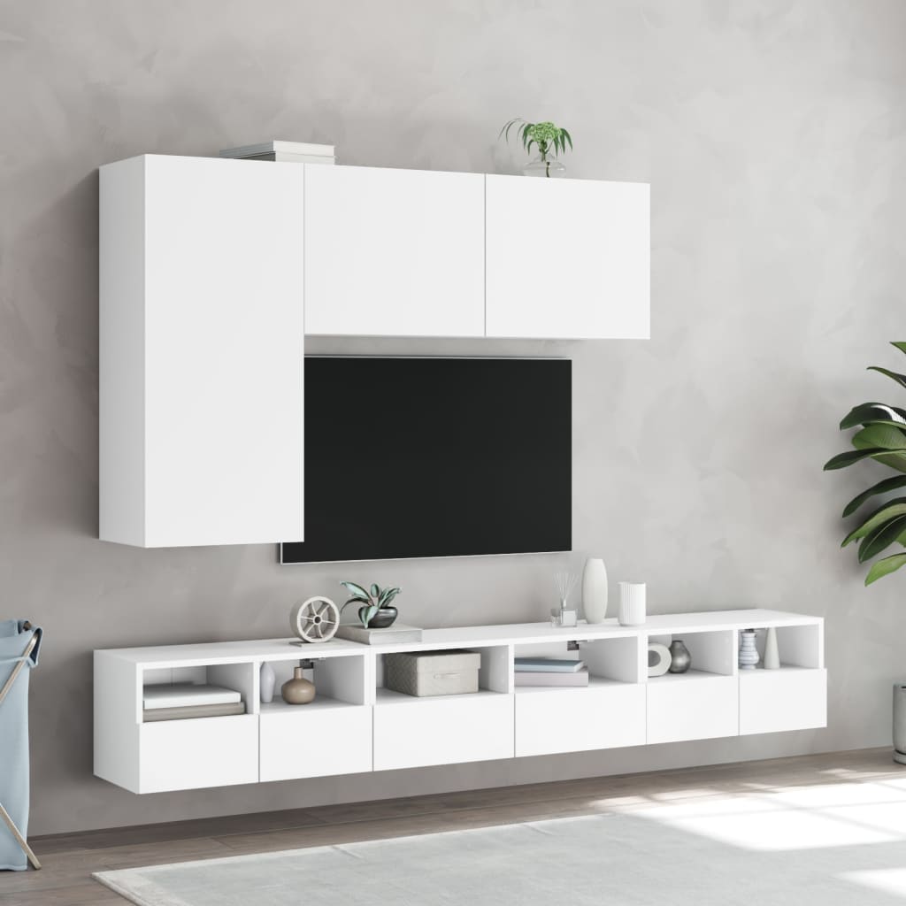 Tv-Wandmeubels 2 St 60X30X30 Cm Bewerkt Hout Wit