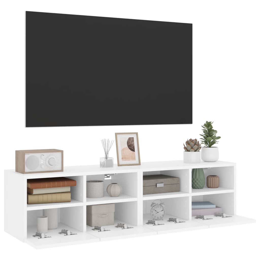 Tv-Wandmeubels 2 St 60X30X30 Cm Bewerkt Hout Wit