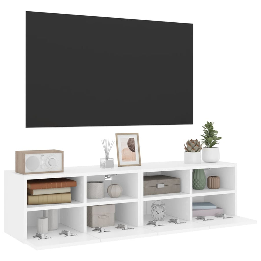 Tv-Wandmeubels 2 St 60X30X30 Cm Bewerkt Hout Wit