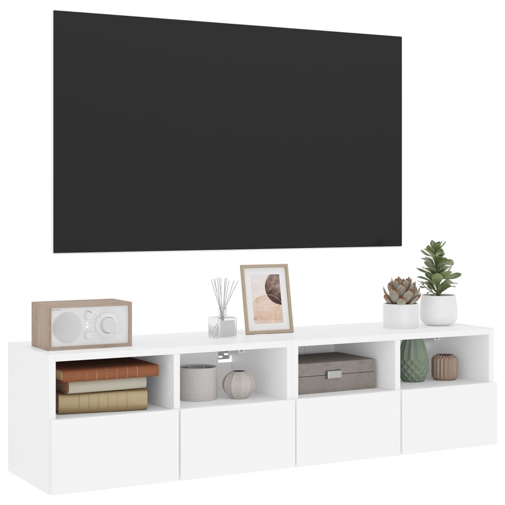 Tv-Wandmeubels 2 St 60X30X30 Cm Bewerkt Hout Wit