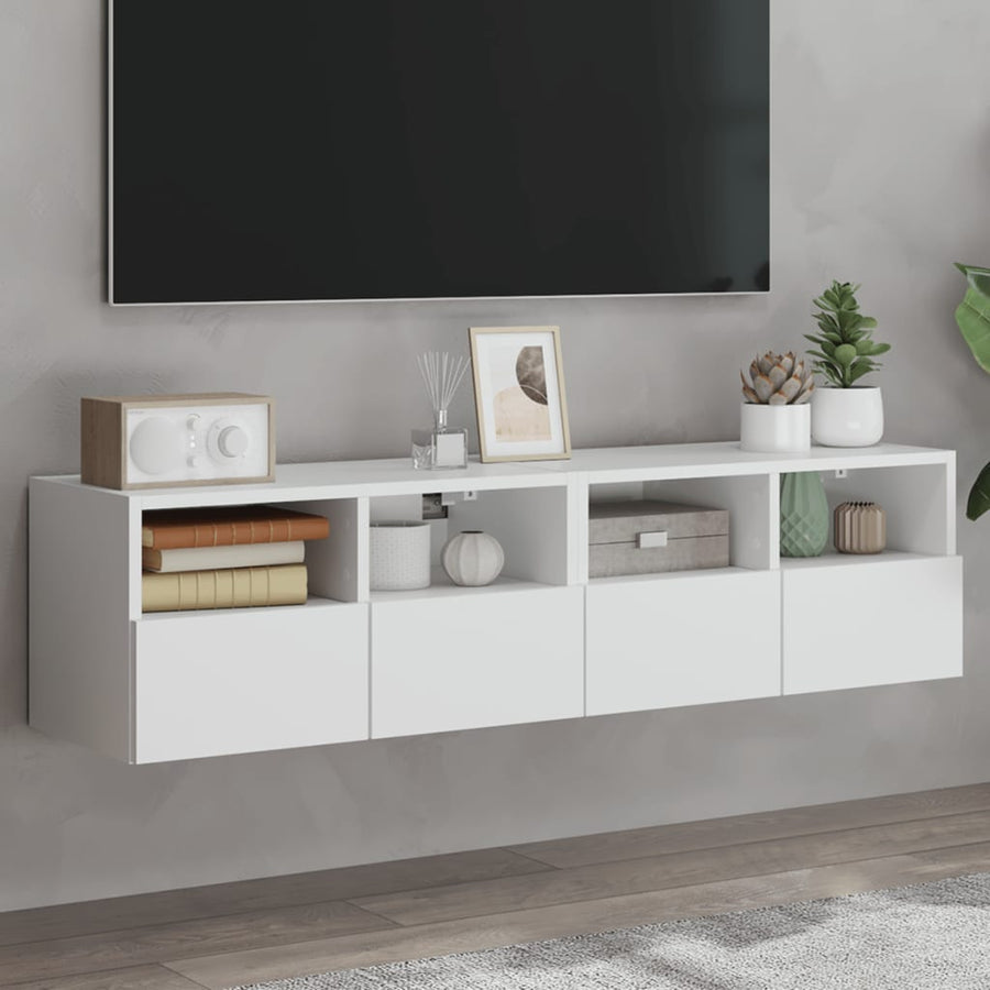Tv-Wandmeubels 2 St 60X30X30 Cm Bewerkt Hout Wit