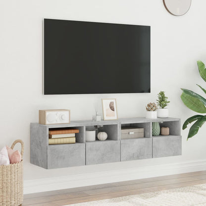 Tv-Wandmeubels 2 St 60X30X30 Cm Bewerkt Hout Betongrijs