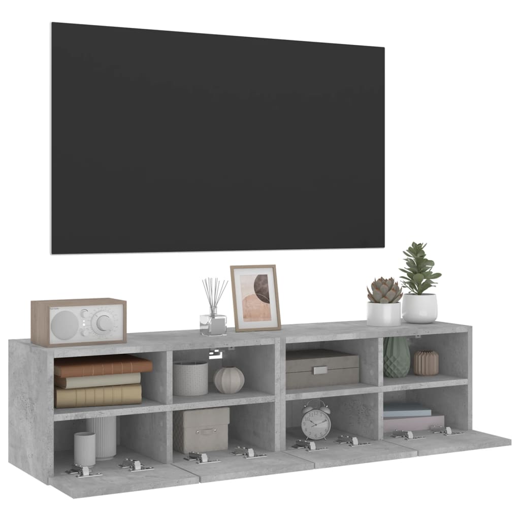 Tv-Wandmeubels 2 St 60X30X30 Cm Bewerkt Hout Betongrijs