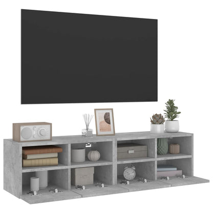 Tv-Wandmeubels 2 St 60X30X30 Cm Bewerkt Hout Betongrijs