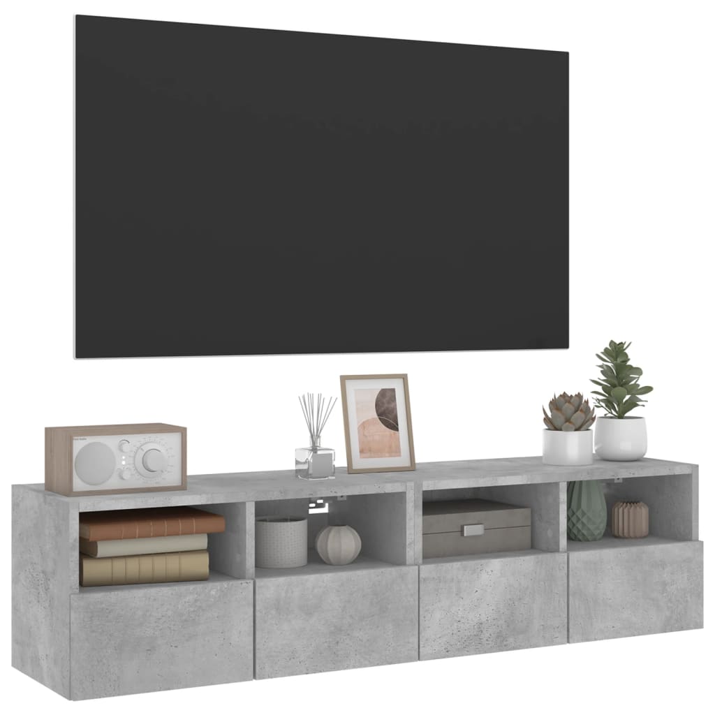 Tv-Wandmeubels 2 St 60X30X30 Cm Bewerkt Hout Betongrijs
