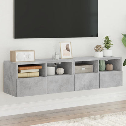 Tv-Wandmeubels 2 St 60X30X30 Cm Bewerkt Hout Betongrijs