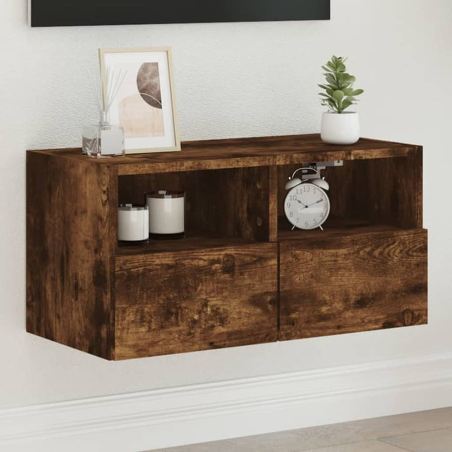 Tv-Wandmeubel 60X30X30 Cm Bewerkt Hout Gerookt Eikenkleurig
