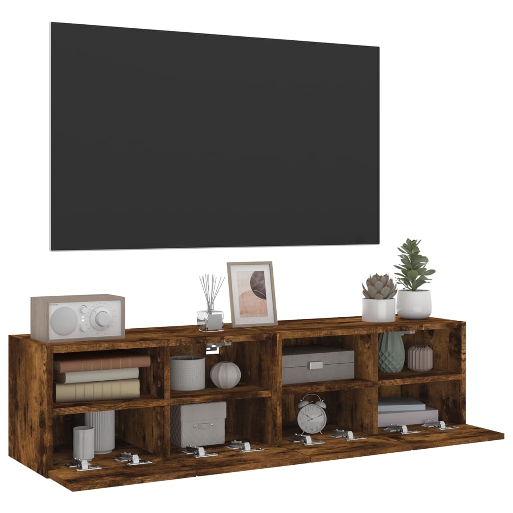 Tv-Wandmeubels 2 St 60X30X30 Cm Bewerkt Hout Gerookt Eikenkleur