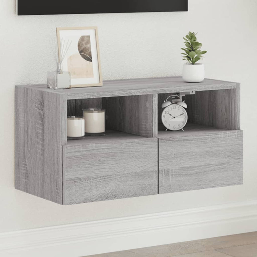 Tv-Wandmeubel 60X30X30 Cm Bewerkt Hout Grijs Sonoma Eikenkleur