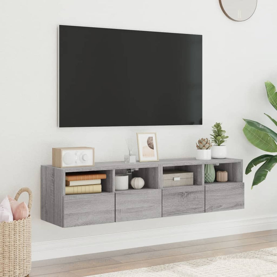 Tv-Wandmeubels 2 St 60X30X30 Cm Bewerkt Hout Grijs Sonoma Eiken