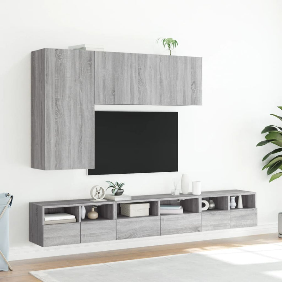Tv-Wandmeubels 2 St 60X30X30 Cm Bewerkt Hout Grijs Sonoma Eiken